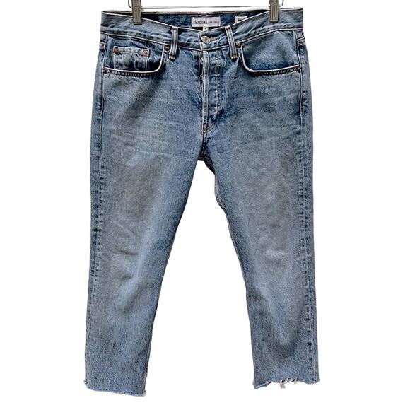 Re/Done Originals Relaxed Crop Denim Jeans In Carpenter Size 26 - Picture 1 of 13